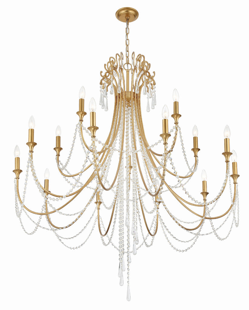 Arcadia 15 Light Antique Gold Chandelier Crystorama