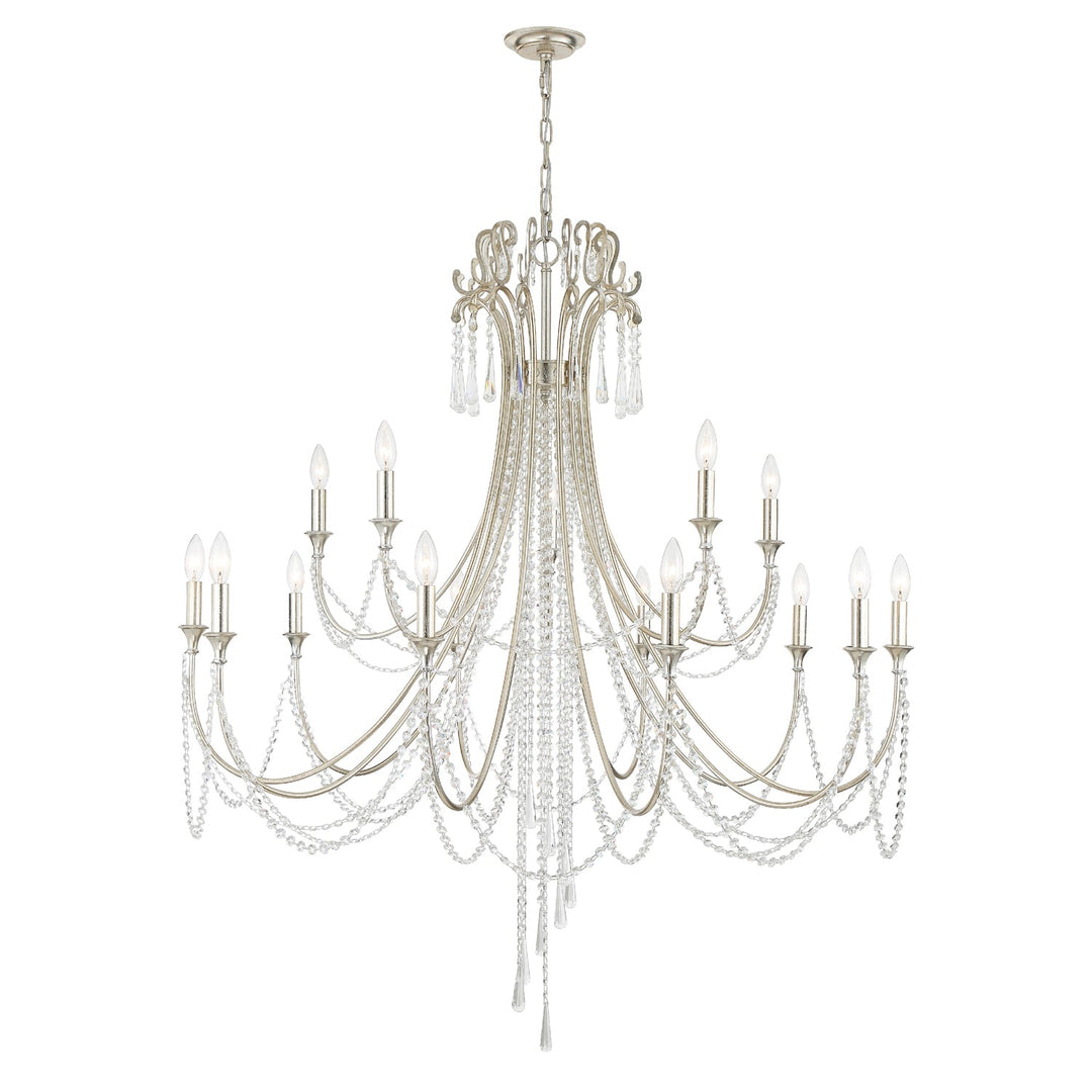 Arcadia 15 Light Antique Silver Chandelier Crystorama