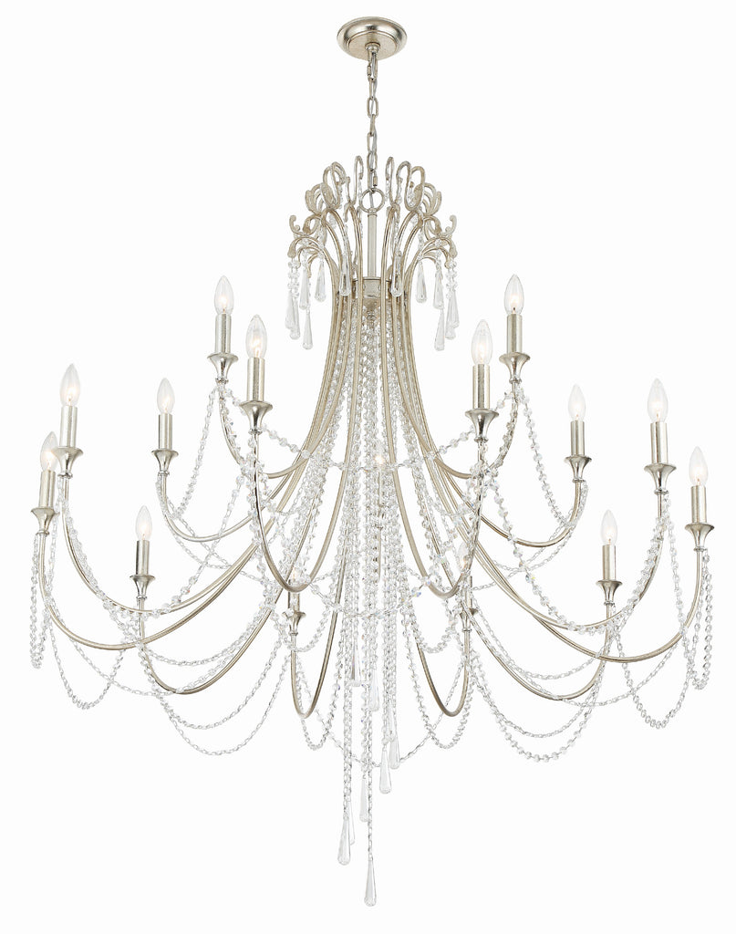 Arcadia 15 Light Antique Silver Chandelier Crystorama