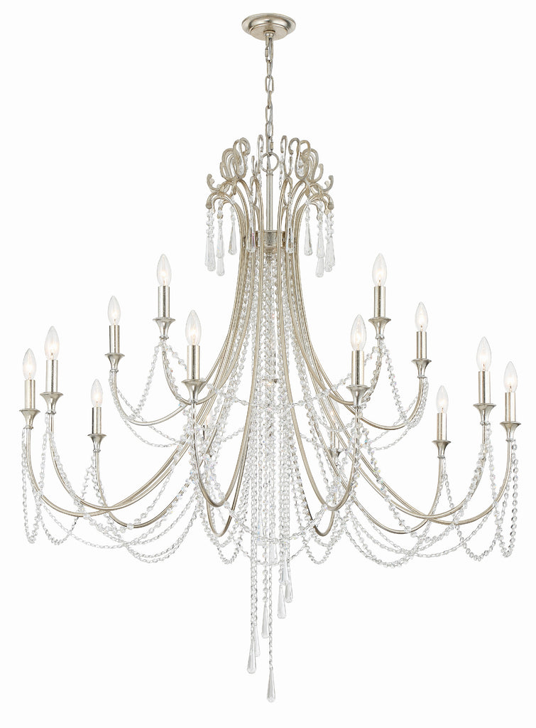 Arcadia 15 Light Antique Silver Chandelier Crystorama