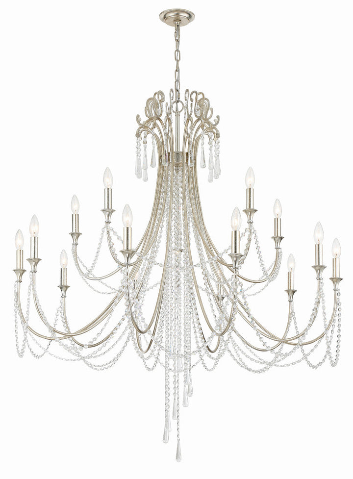 Arcadia 15 Light Antique Silver Chandelier Crystorama