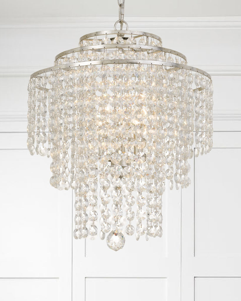 Arielle 4 Light Antique Silver Chandelier Crystorama