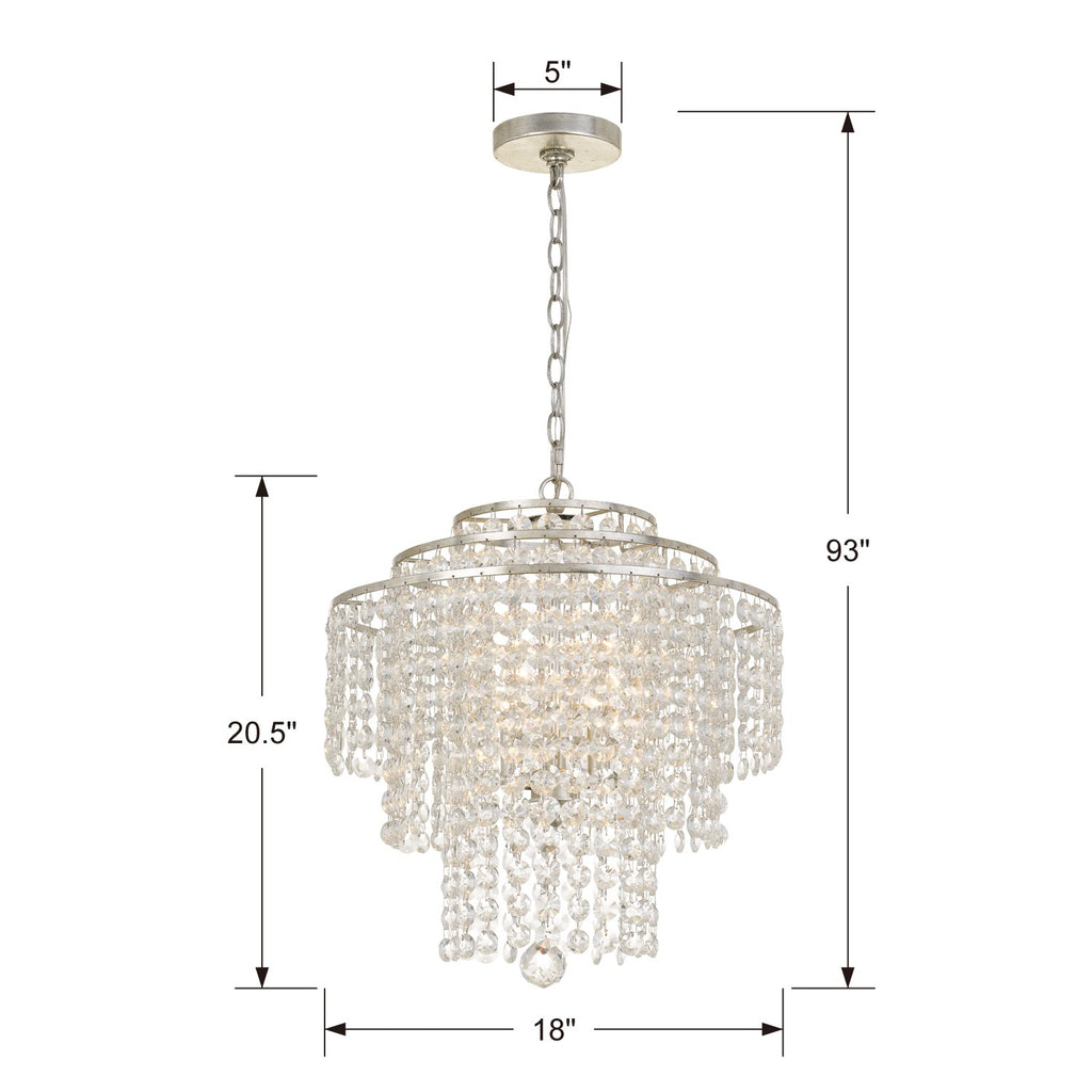 Arielle 4 Light Antique Silver Chandelier Crystorama