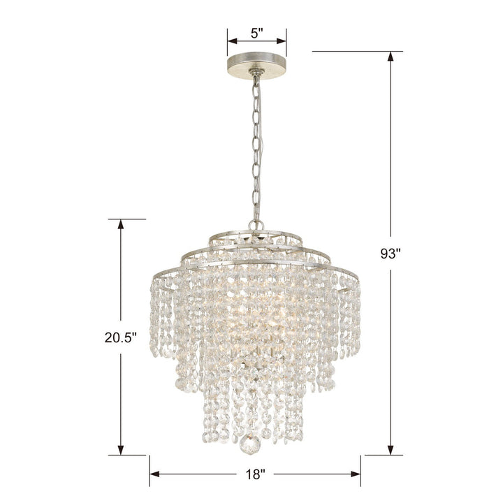 Arielle 4 Light Antique Silver Chandelier Crystorama