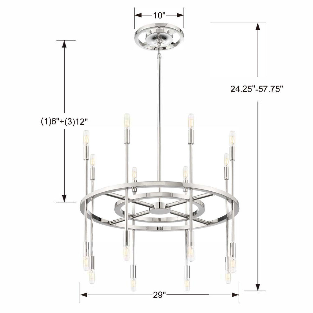 Aries 16 Light Polished Nickel Chandelier Crystorama