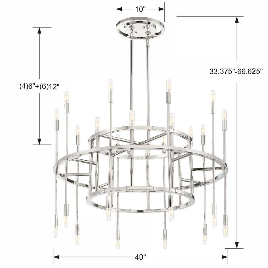 Aries 20 Light Polished Nickel Chandelier Crystorama