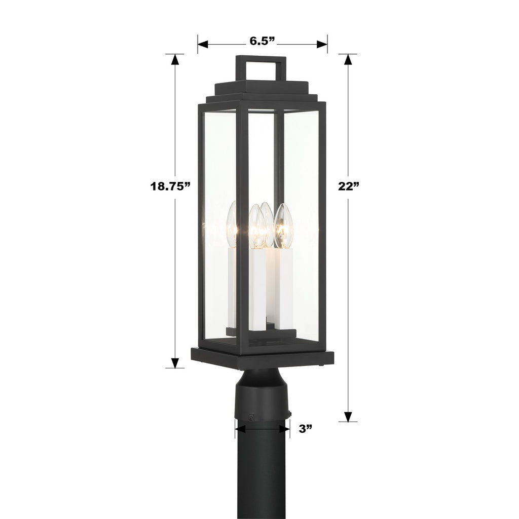 Crystorama Crystorama Aspen 4 Light Matte Black Outdoor Post