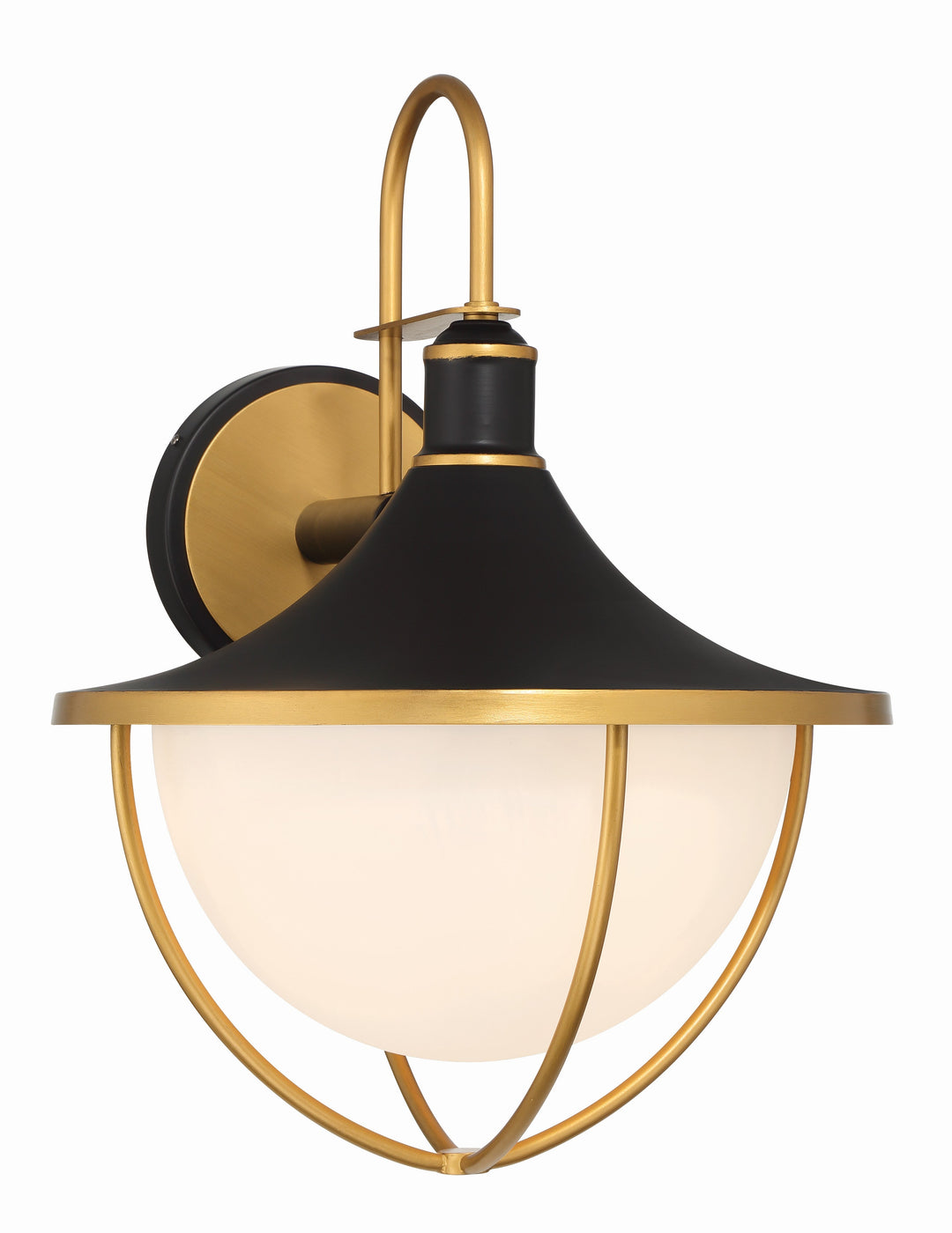 Atlas 3 Light Matte Black + Textured Gold Outdoor Sconce Crystorama