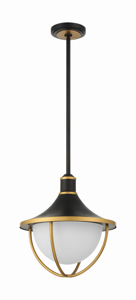 Atlas 3 Light Matte Black + Textured Gold Outdoor Pendant Crystorama