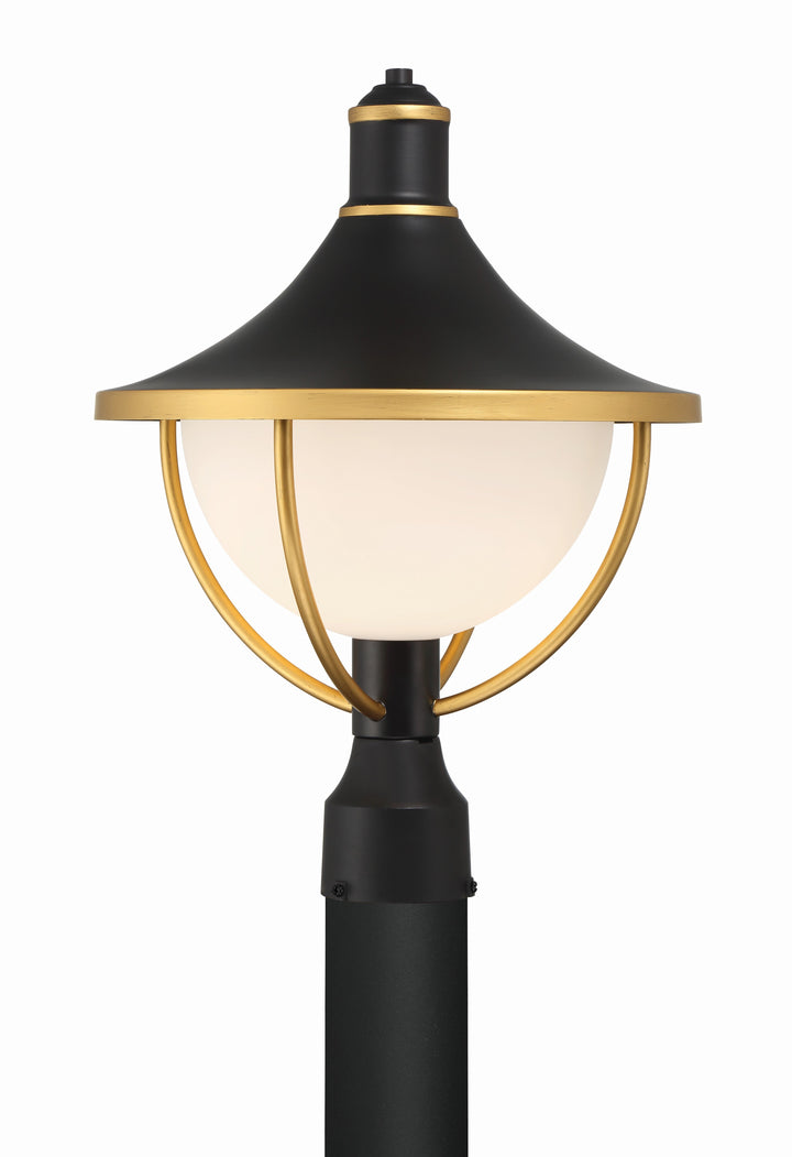 Crystorama Crystorama Atlas 1 Light Matte Black + Textured Gold Outdoor Post