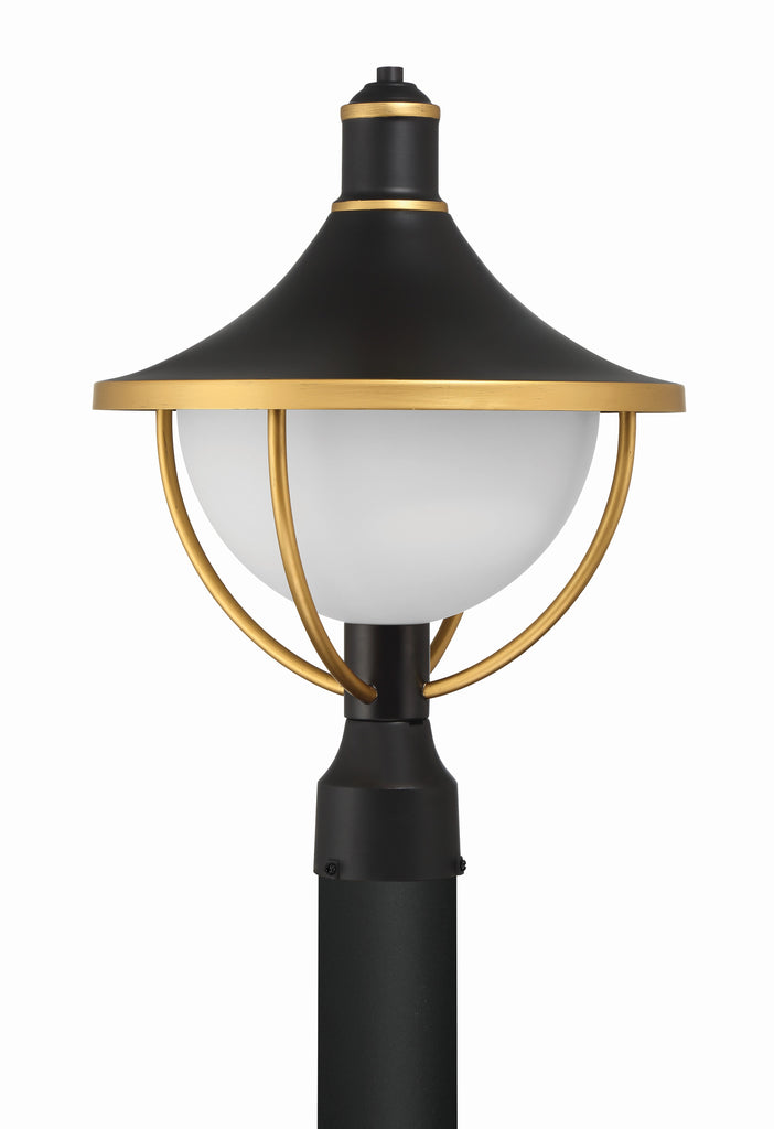 Crystorama Crystorama Atlas 1 Light Matte Black + Textured Gold Outdoor Post