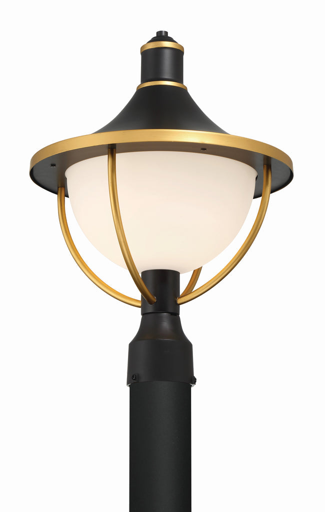 Crystorama Crystorama Atlas 1 Light Matte Black + Textured Gold Outdoor Post