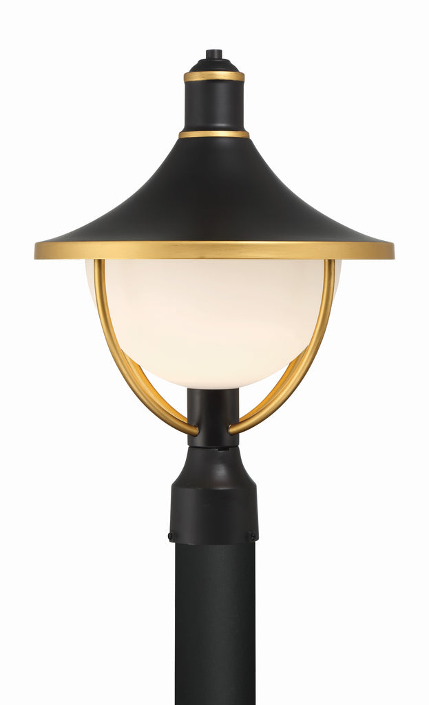 Crystorama Crystorama Atlas 1 Light Matte Black + Textured Gold Outdoor Post