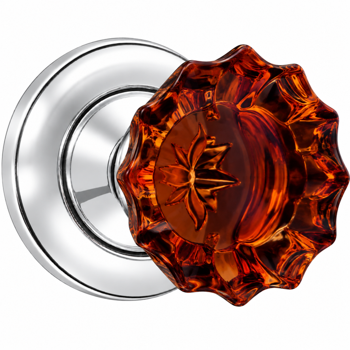 Magnifique® Classic Door Set with Amber Glass Fluted Knobs (Several Finishes Available)