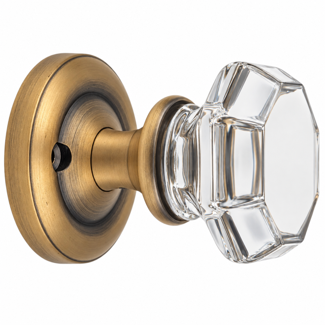 Magnifique® Classic Door Set with Crystal Octagon Knobs (Several Finishes Available)