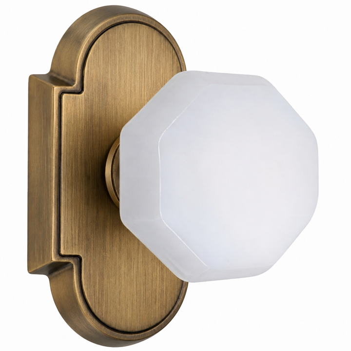 Magnifique® Arched Door Set with White Milk Glass Octagon Knobs (Several Finishes Available)