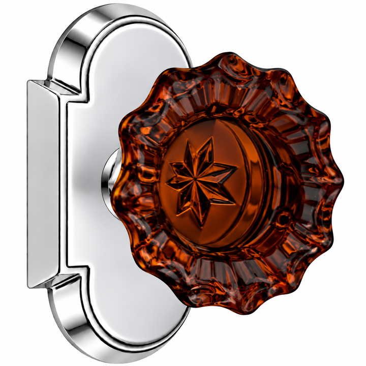 Magnifique® Arched Door Set with Amber Glass Fluted Knobs (Several Finishes Available)