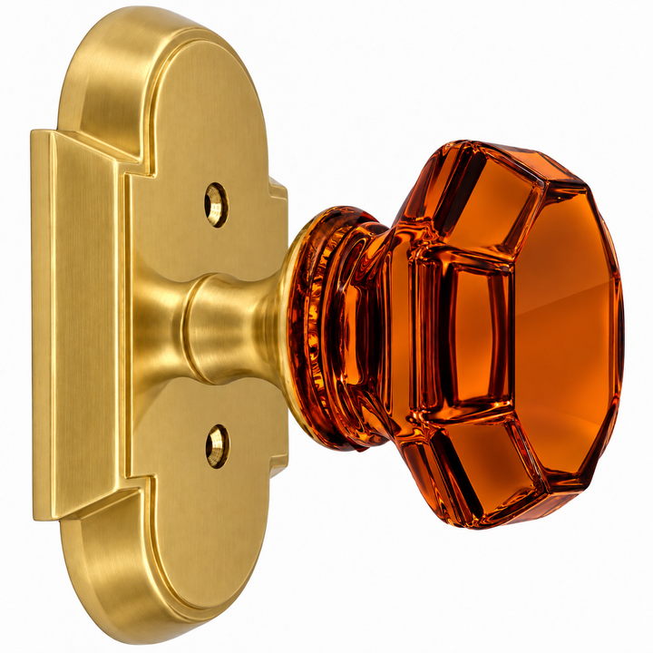 Magnifique® Arched Door Set with Amber Glass Knobs (Several Finishes Available)