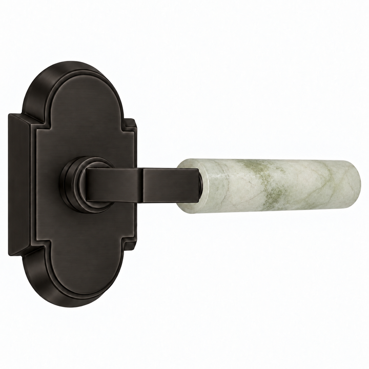 Magnifique® Arched Door Set with Modern Green Jade Lever (Several Finishes Available)