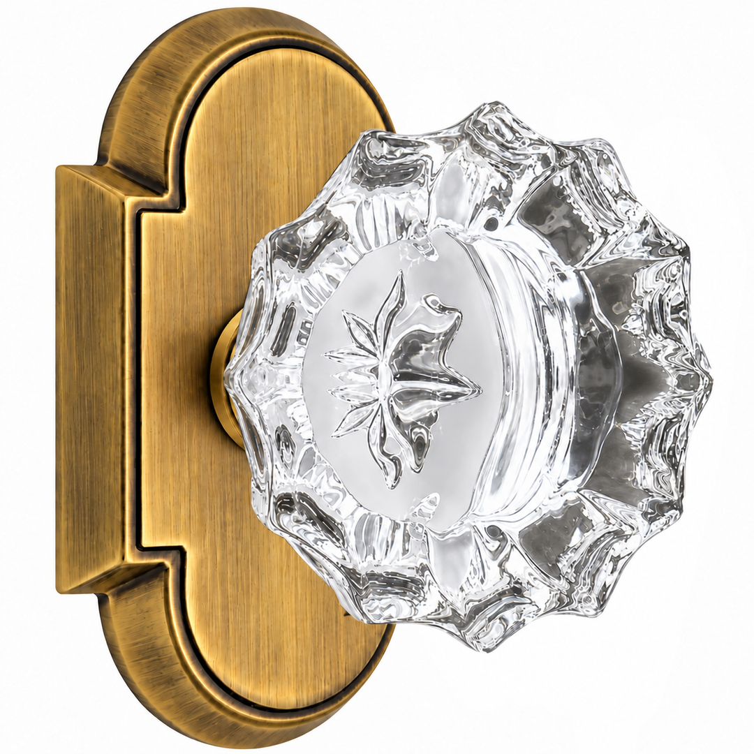 Magnifique® Arched Door Set with Crystal Fluted Knobs (Several Finishes Available)