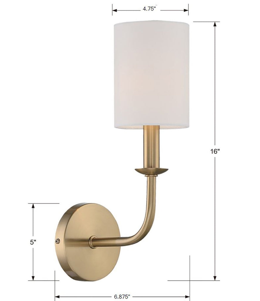 Bailey 1 Light Aged Brass Sconce Crystorama