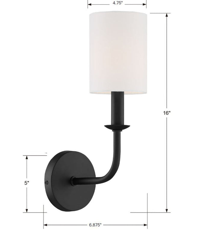 Bailey 1 Light Matte Black Sconce Crystorama