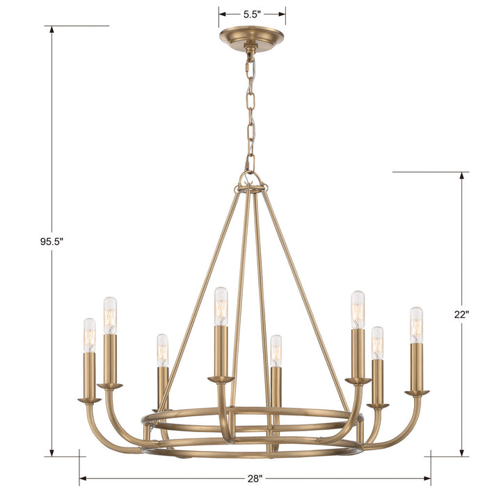 Bailey 8 Light Aged Brass Chandelier Crystorama