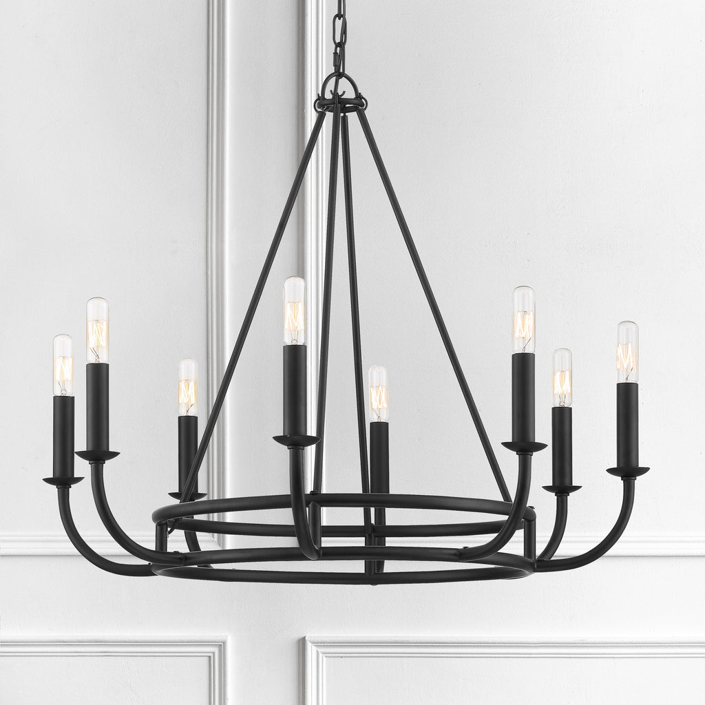 Bailey 8 Light Matte Black Chandelier Crystorama