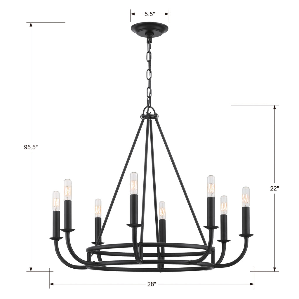 Bailey 8 Light Matte Black Chandelier Crystorama