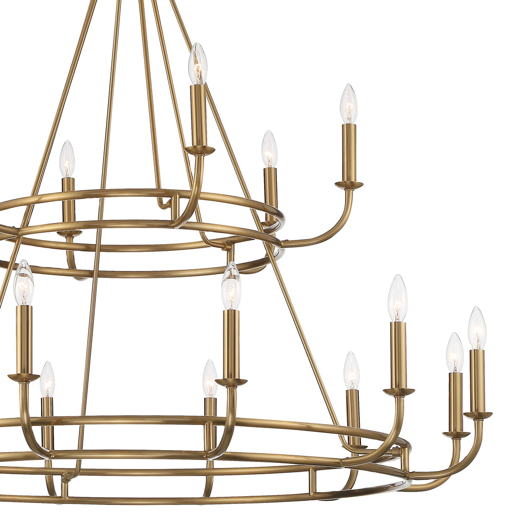 Bailey 18 Light Aged Brass Chandelier Crystorama