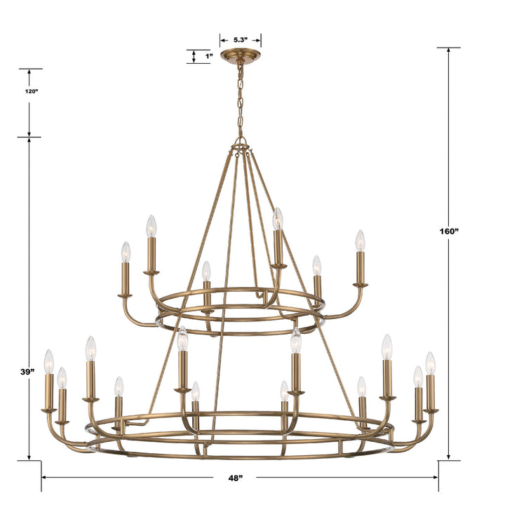 Bailey 18 Light Aged Brass Chandelier Crystorama