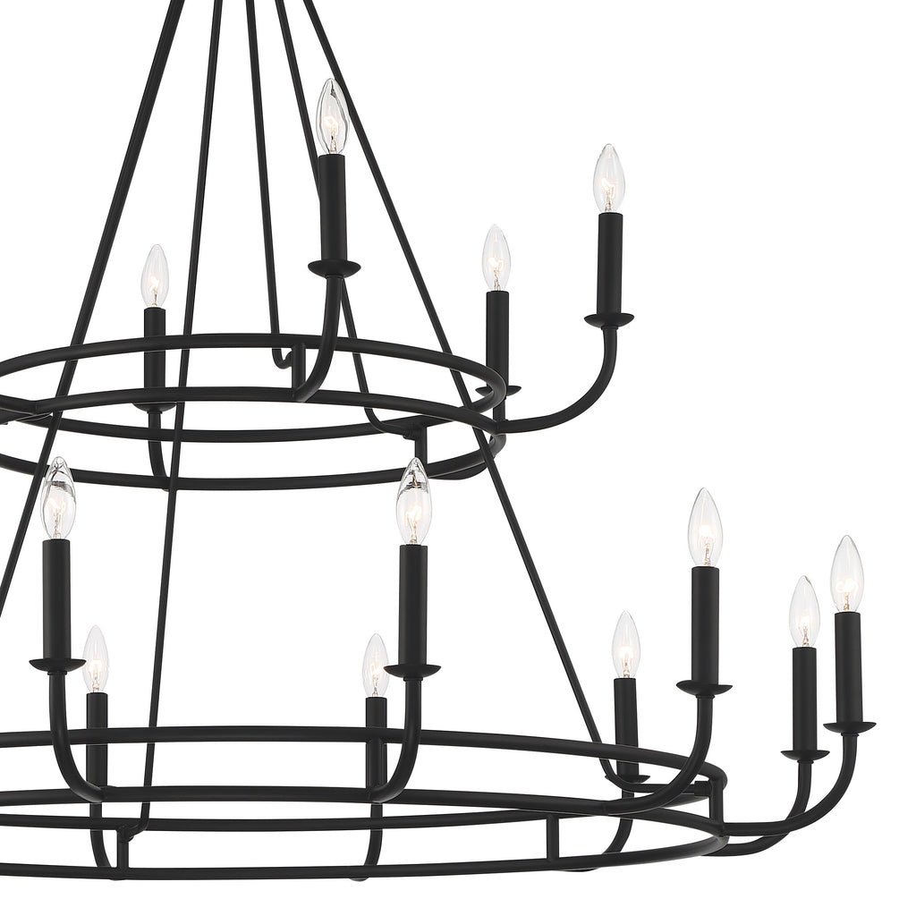 Bailey 18 Light Matte Black Chandelier Crystorama