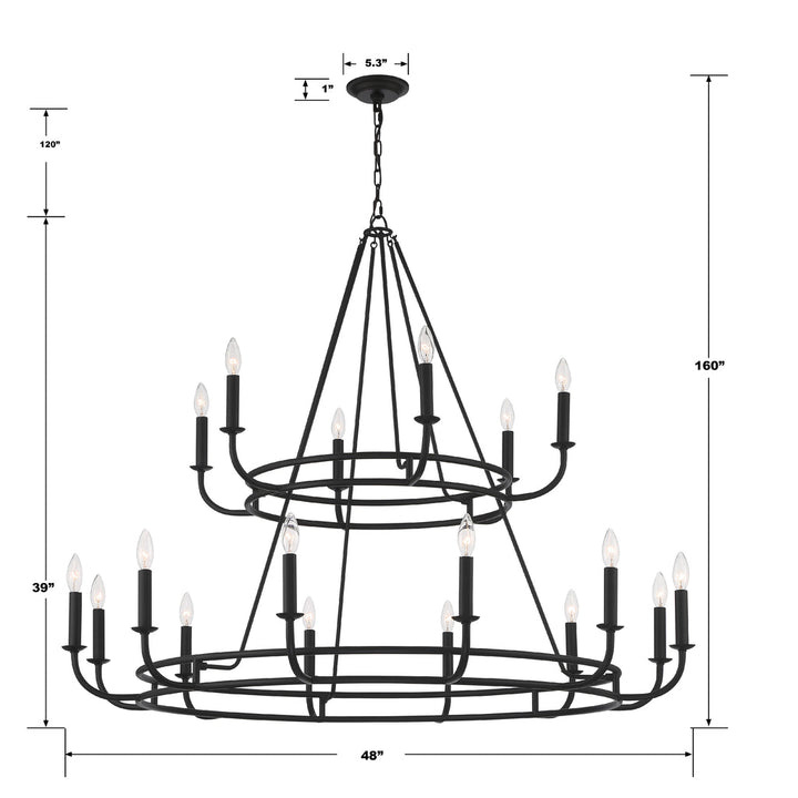 Bailey 18 Light Matte Black Chandelier Crystorama