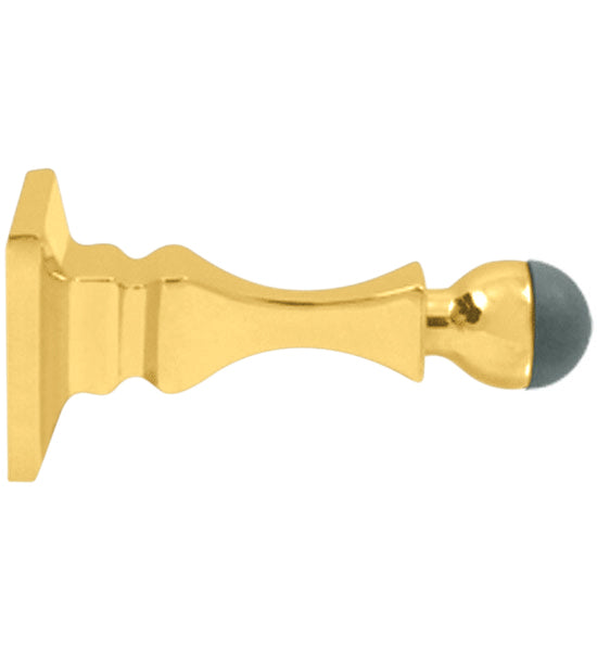 3 1/2 Inch Solid Brass Baseboard Door Bumper Stop (Polished Brass Finish)
