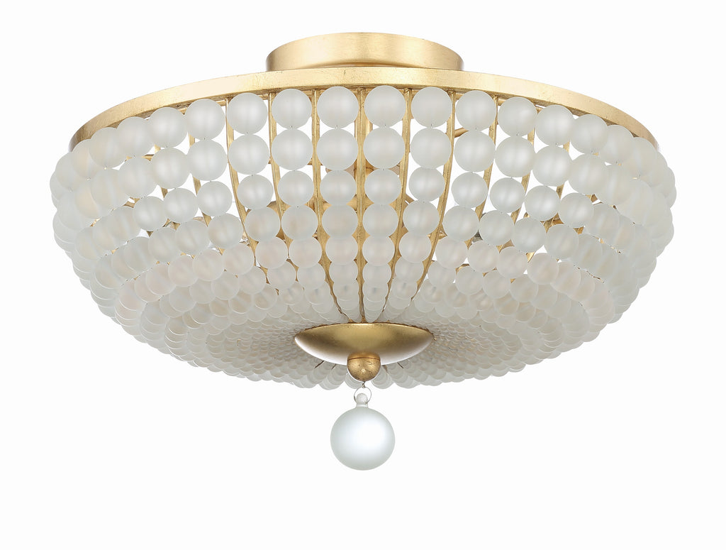 Crystorama Crystorama Bella 3 Light Antique Gold Semi Flush Mount