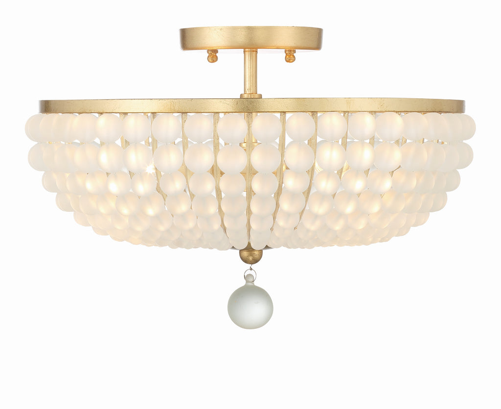 Crystorama Crystorama Bella 3 Light Antique Gold Semi Flush Mount