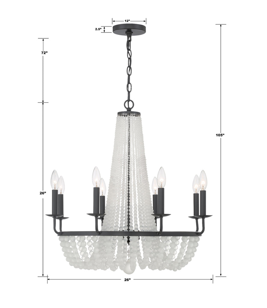 Bella 8 Light Matte Black Chandelier Crystorama