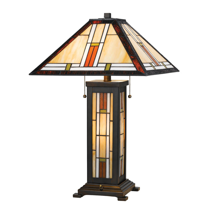 60W X 2 TIFFANY TABLE LAMP WITH 7W NIGHT LIGHT Cal Lighting