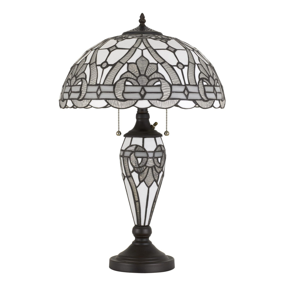 60W X 2 TIFFANY TABLE LAMP WITH 7W NIGHT LIGHT Cal Lighting