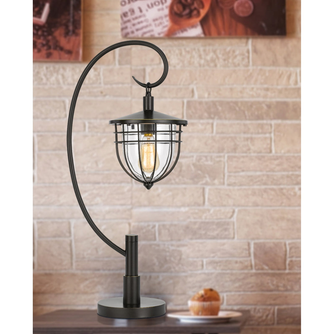 60W ALMA METAL/GLASS DOWNBRIDGE LANTERN STYLE TABLE LAMP (EDISON BULB INCLUDED) Cal Lighting