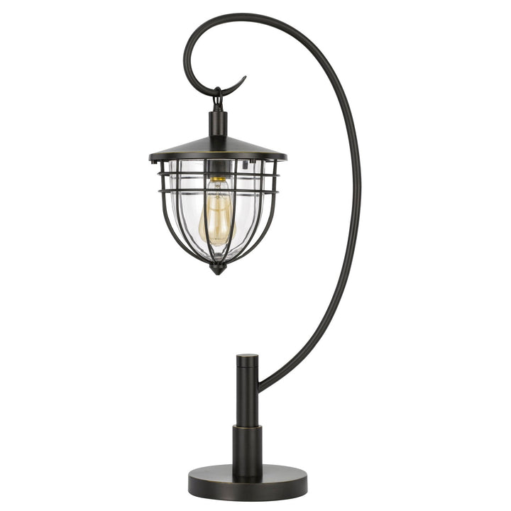 60W ALMA METAL/GLASS DOWNBRIDGE LANTERN STYLE TABLE LAMP (EDISON BULB INCLUDED) Cal Lighting