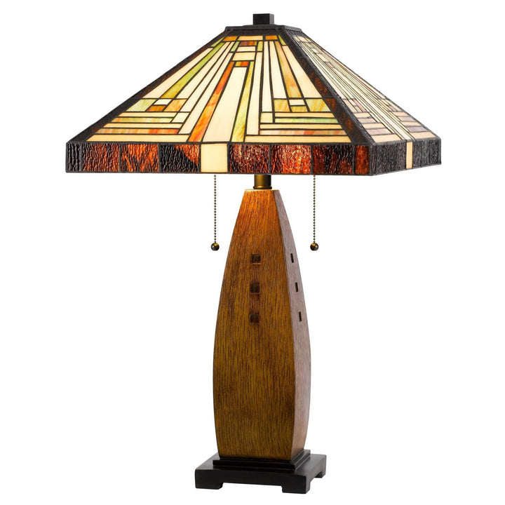 60W X 2 TIFFANY TABLE LAMP WITH PULL CHAIN SWITCH WITH RESIN LAMP BODY Cal Lighting