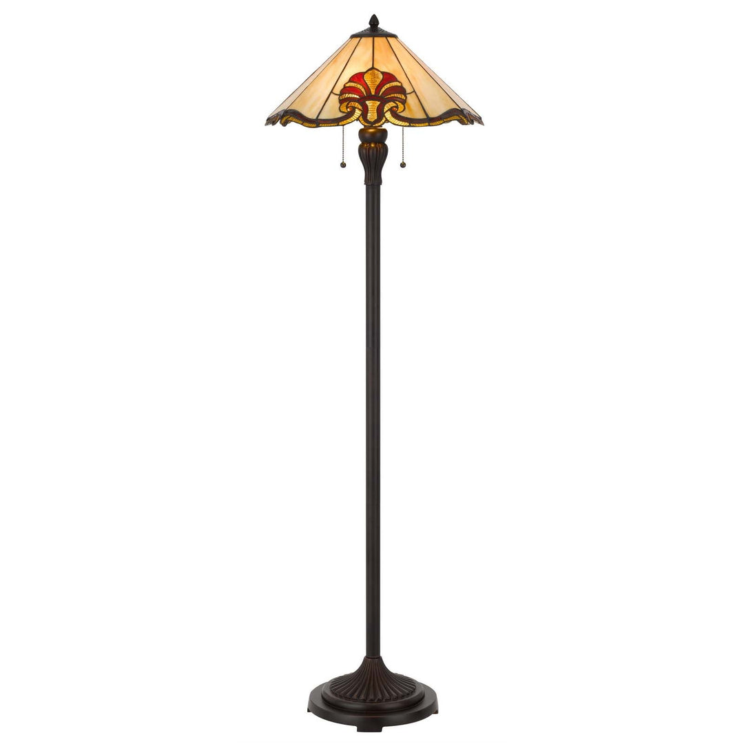 60W X 2 TIFFANY TABLE LAMP WITH PULL CHAIN SWITCH WITH METAL AND RESIN LAMP BODY Cal Lighting