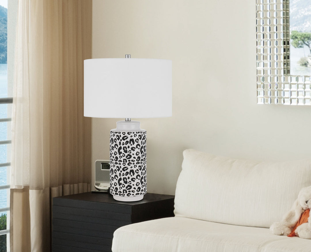 EXETER CERAMIC TABLE LAMP WITH HARDBACK DRUM SHADE Cal Lighting