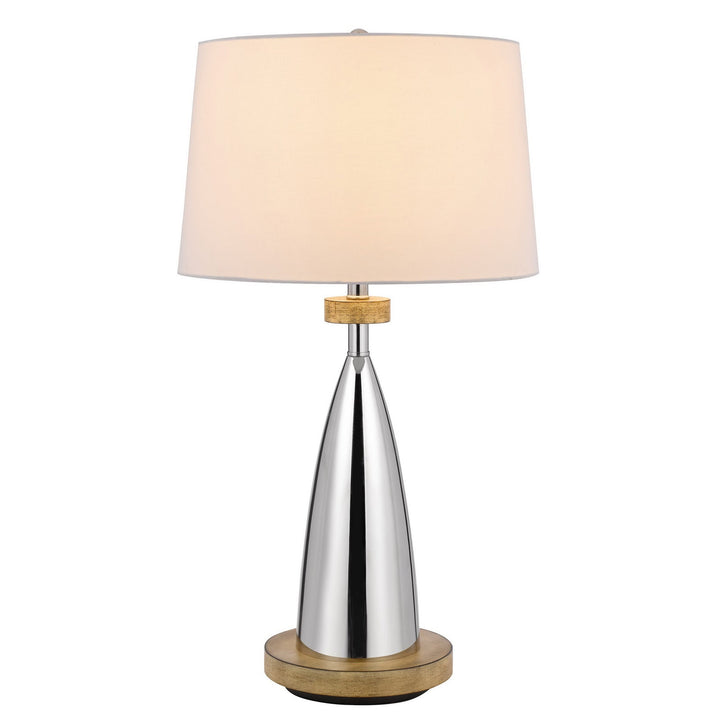 150W 3 WAY LOCKPORT METAL TABLE LAMP WITH FAUX WOOD FINISH Cal Lighting
