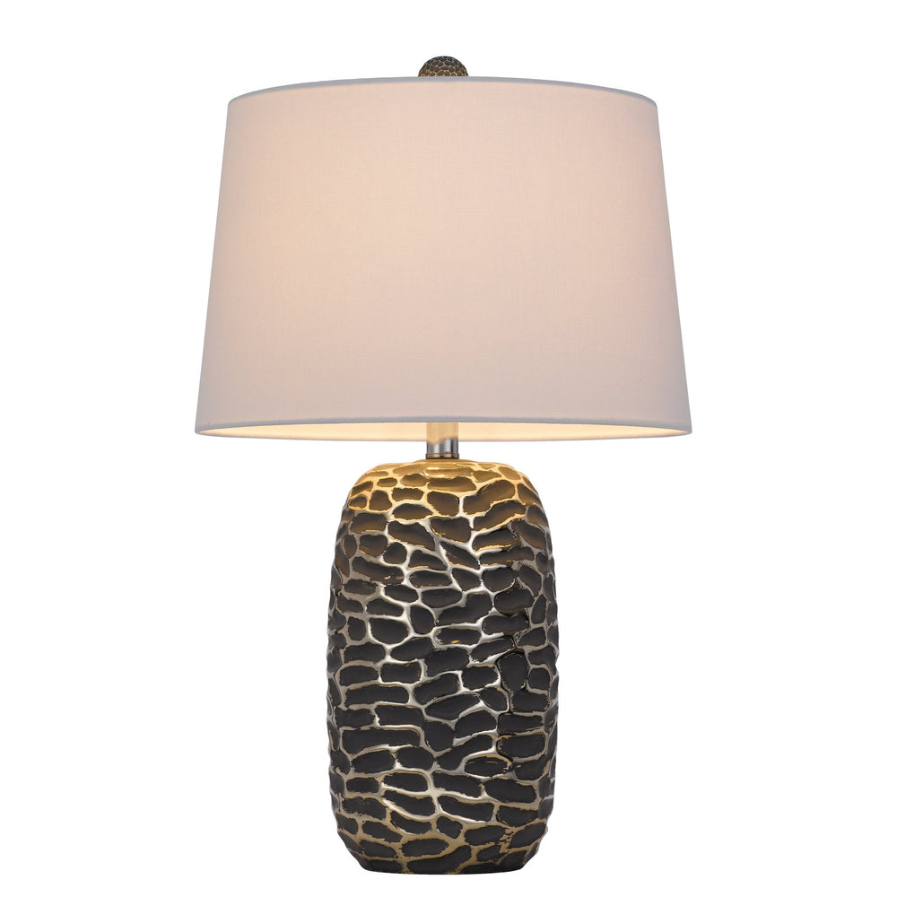 150W 3 WAY MENLO RESIN TABLE LAMP WITH HARDBACK TAPER DRUM FABRIC SHADE (SOLD AS PAIRS) Cal Lighting
