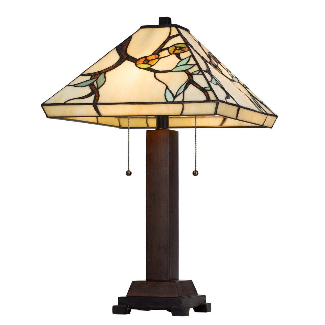 60W X 2 METAL/RESIN TIFFANY TABLE LAMP WITH PULL CHAIN SWITCHES Cal Lighting