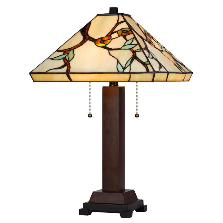 60W X 2 METAL/RESIN TIFFANY TABLE LAMP WITH PULL CHAIN SWITCHES Cal Lighting