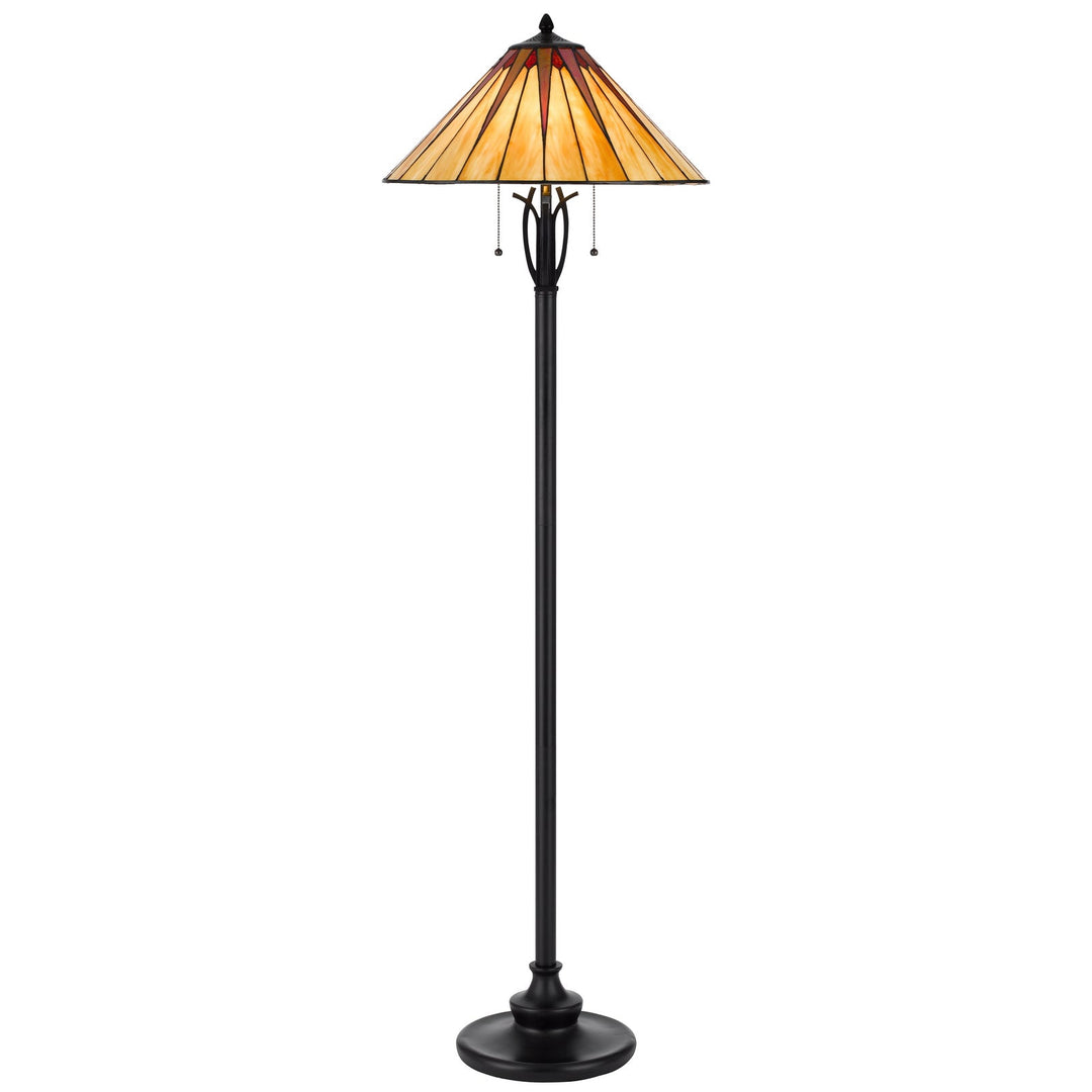 60W X 2 METAL/RESIN TIFFANY TABLE LAMP WITH PULL CHAIN SWITCHES Cal Lighting