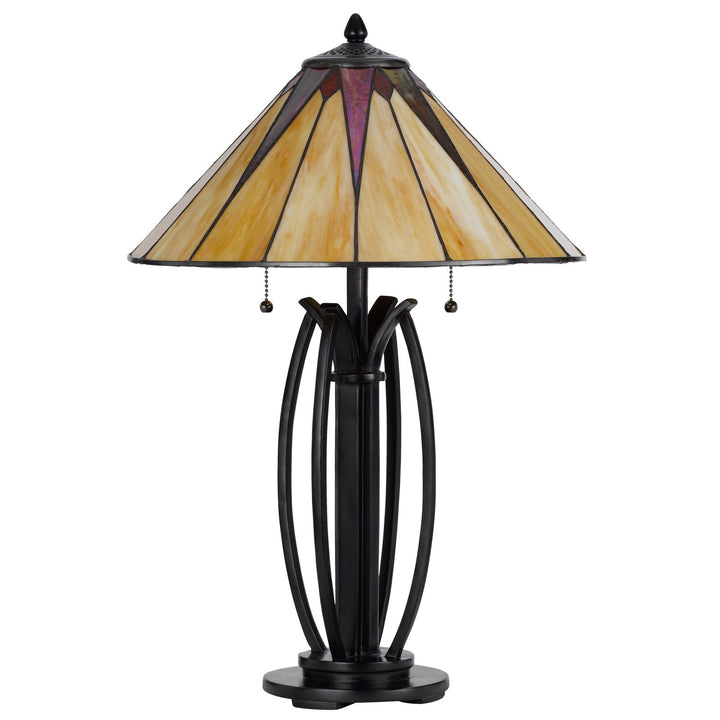 60W X 2 METAL/RESIN TIFFANY TABLE LAMP WITH PULL CHAIN SWITCHES Cal Lighting